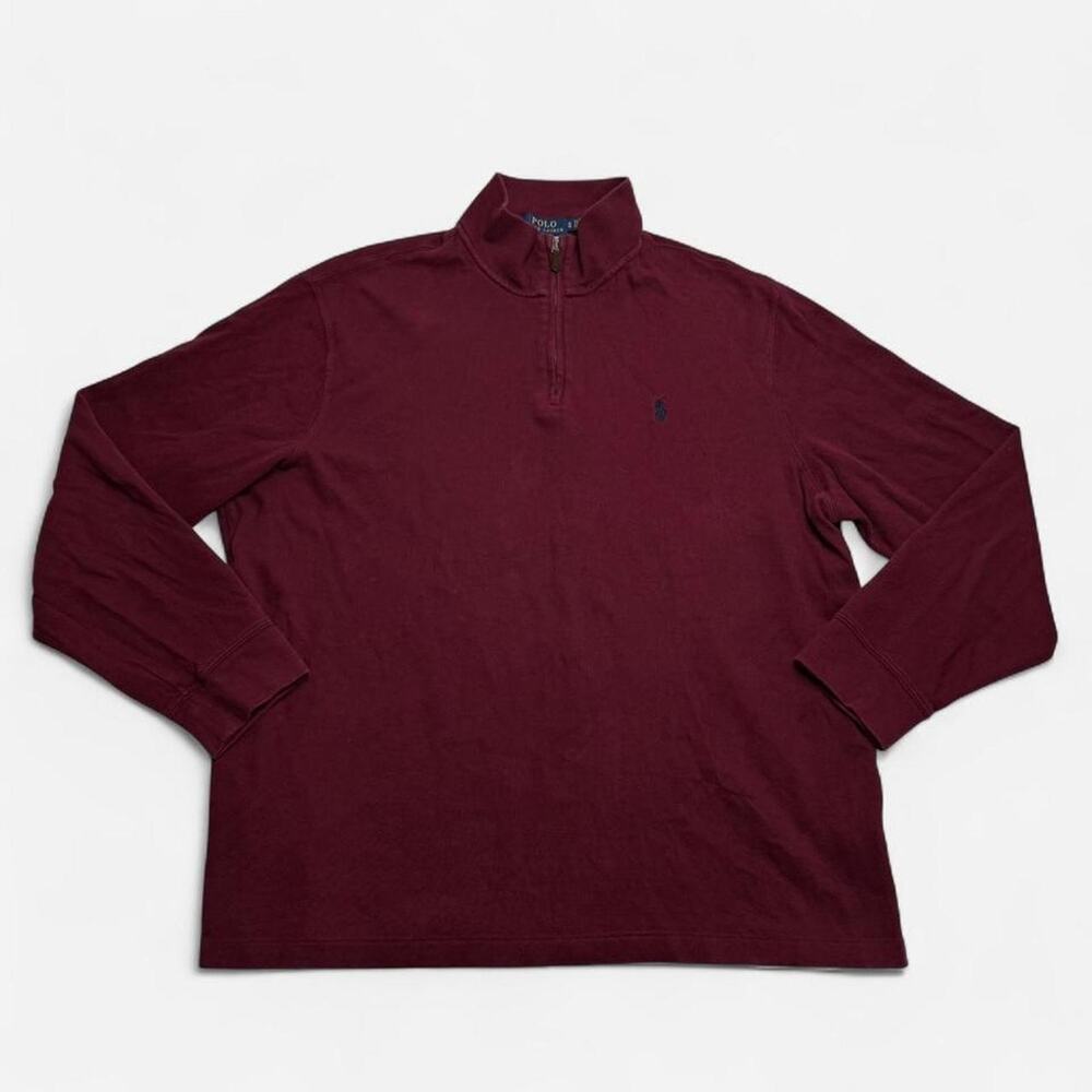 Polo Ralph Lauren Estate Rib 1/4 Zip Pullover Burgundy XL Long Sleeve